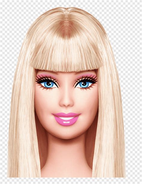 a barbie doll with long blonde hair and pink lipstick on it's face, looking straight ahead