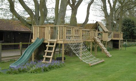 Outdoor Play with Wooden Climbing Frames | Diy playground, Backyard ...