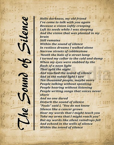 The Sound of Silence Lyrics Digital Download Lyrics Bild - Etsy.de