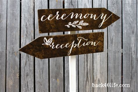 Custom Wedding Directional Arrow Wood Sign S-017a