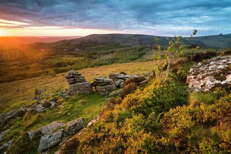 Tor at sunrise, Dartmoor National Park, Devon, England, United Kingdom, Europe - Stock Photo ...