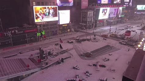 Crews Clear Snow in Times Square as Winter Storm Hits New York