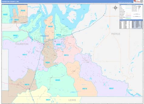 Thurston County, WA Wall Map Color Cast Style by MarketMAPS - MapSales