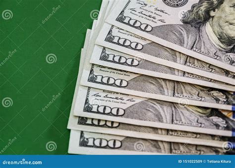 Dollars On Green Background Close-up Stock Image - Image of number ...