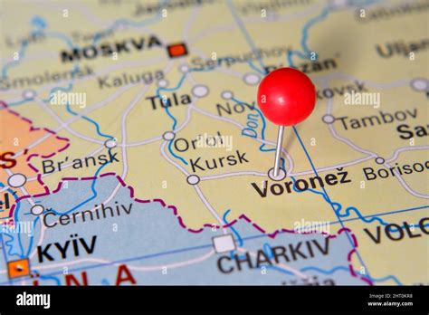 Voronez (voronezh or Voronej) located on map in Russia Stock Photo - Alamy