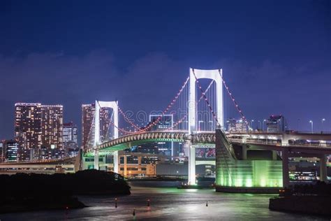 City Night View of Odaiba, Tokyo , Rainbow Bridge Landmark Twilight Scene,Japan. Stock Photo ...