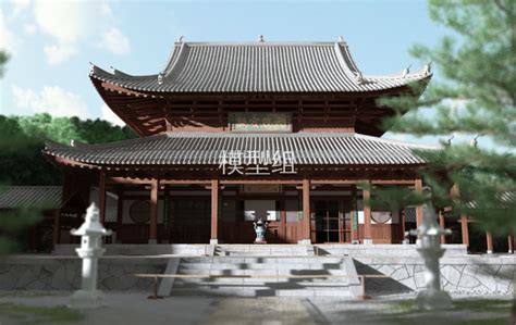 H15-0606中式建筑外观古建大雄宝殿寺院 - 建筑景观_古建3d模型-3d模型库