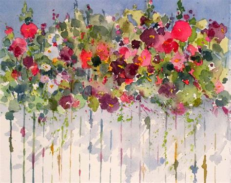 KaySmithBrushworks: Hollyhocks Over the Fence | Watercolor art, Art painting, Painting