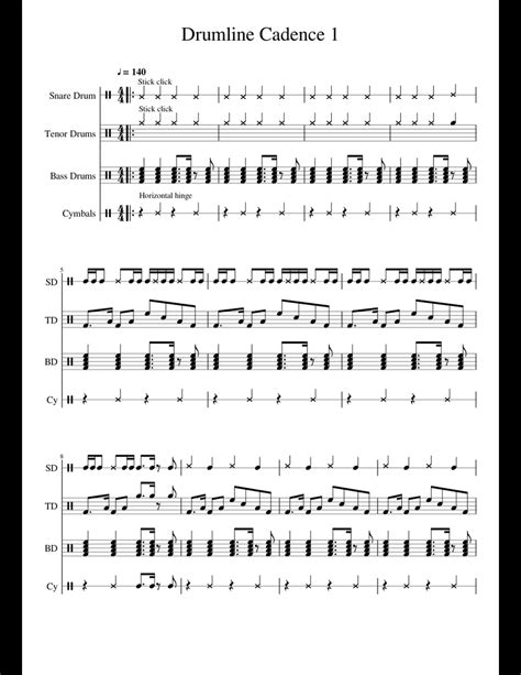 Drumline Cadence 1 sheet music for Percussion download free in PDF or MIDI