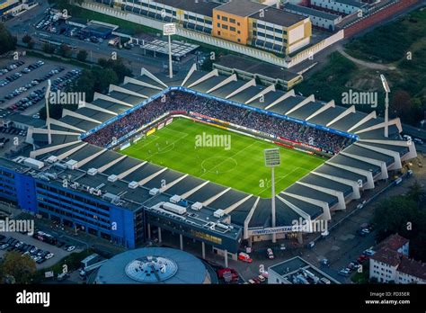 Aerial view, rewirpowerSTADION Bochum VfL Bochum against 1.FC Nürnberg, Bundesliga stadium ...