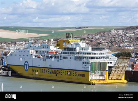 DFDS Seaways ferry at Newhaven Ferry Port in East Sussex England United ...