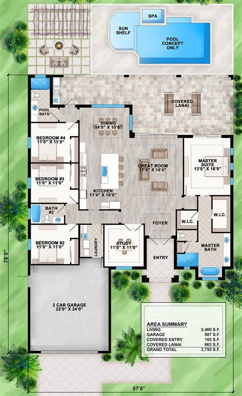 Coastal Plan: 2,400 Square Feet, 4 Bedrooms, 3 Bathrooms - 207-00082 ...