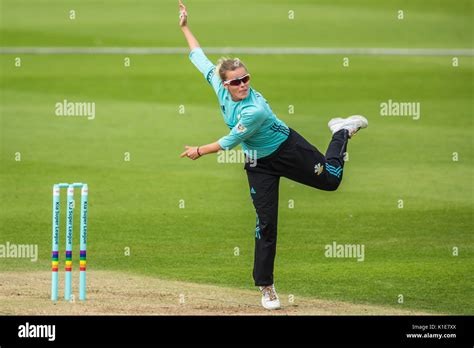 London, UK. 26 August, 2017. Alex Hartley bowling for Surrey Stars ...