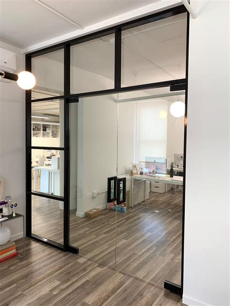 Office wall with an industrial feel | Glass office doors, Glass ...