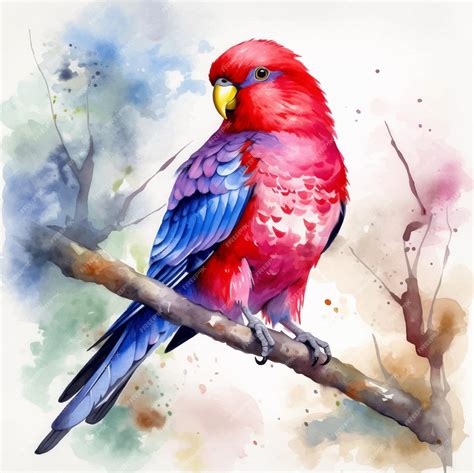 Premium Vector | Crimson rosella watercolor paint