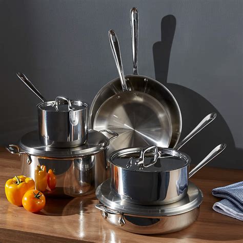 All-Clad d3 Stainless 10-Piece Cookware Set with Bonus + Reviews | Crate and Barrel