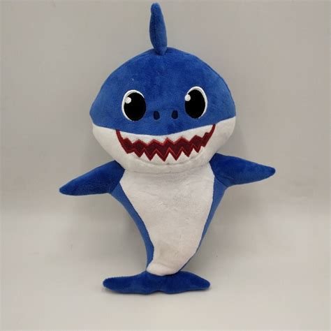 Blue Shark Sing and Light Cartoon Baby Shark Stuffed Toys Kids Plush ...