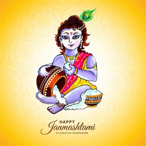 Happy Krishna Janmashtami festival greeting 1233948 Vector Art at Vecteezy