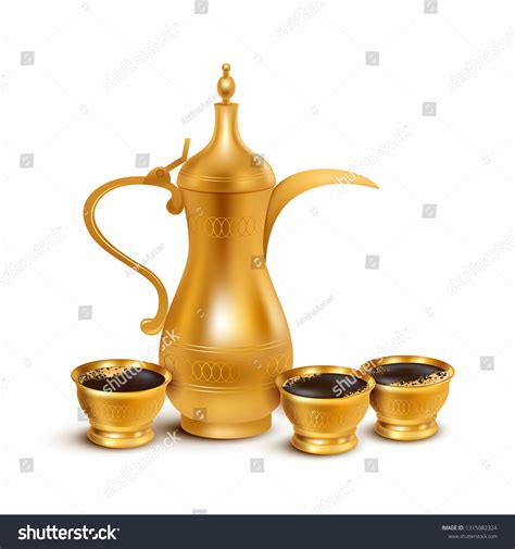 Traditional Arabic Coffee Pot Dallah Cups Stock Vector (Royalty Free ...