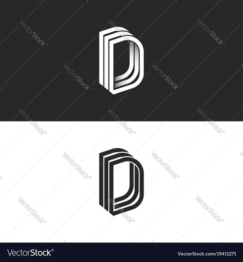 Letter d logo monogram isometric lines geometric Vector Image