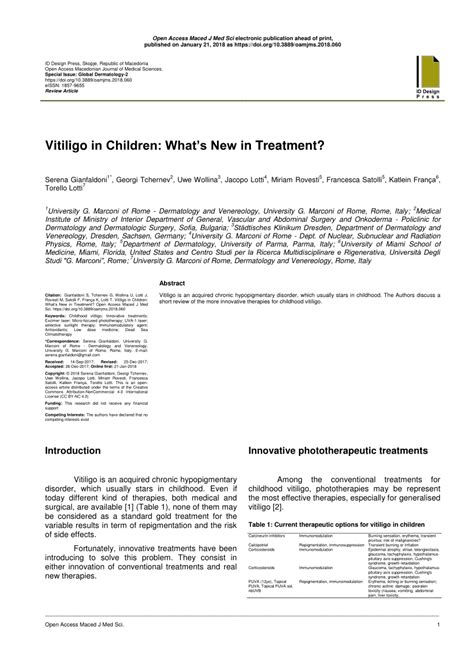 (PDF) Vitiligo in Children: What’s New in Treatment?