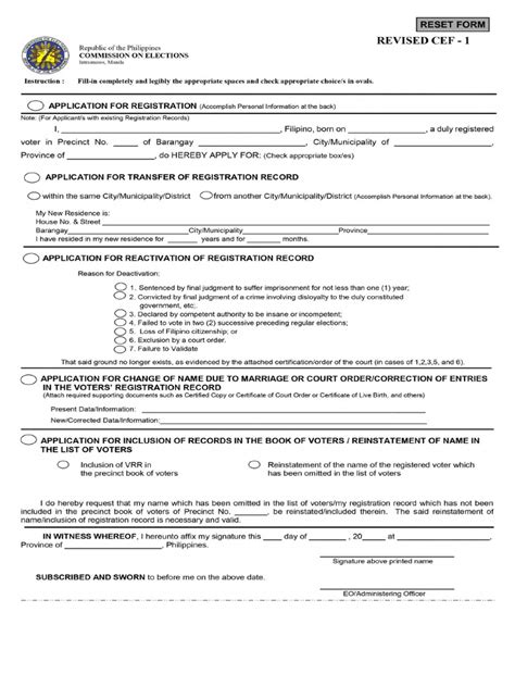 Comelec Registration Form | PDF