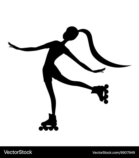 Isolated silhouette of a girl on roller skates Vector Image