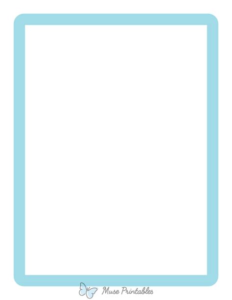 Printable Light Blue Rounded Thick Line Page Border