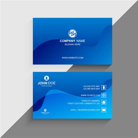 Business card template with blue wave background 247076 Vector Art at Vecteezy