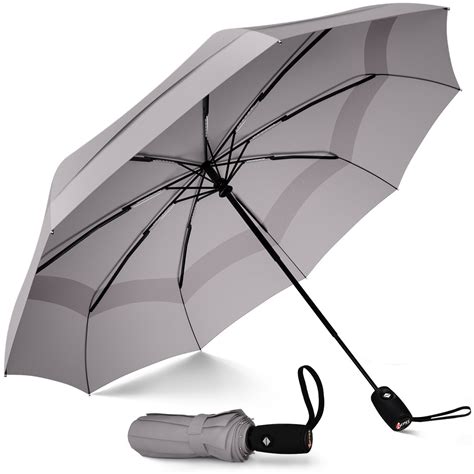 Windproof Travel Umbrella - Compact, Automatic, Grey - Repel Umbrella