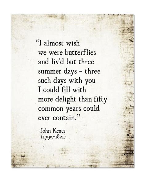 John Keats Poetry Art Print Wish We Were Butterflies John Keats Love ...