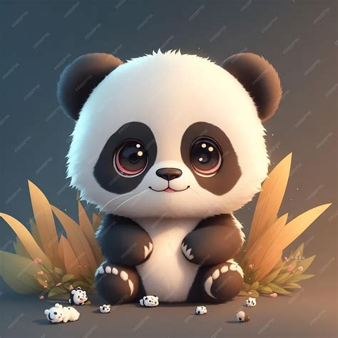 Premium AI Image | A cute panda sitting on a floor with some leaf