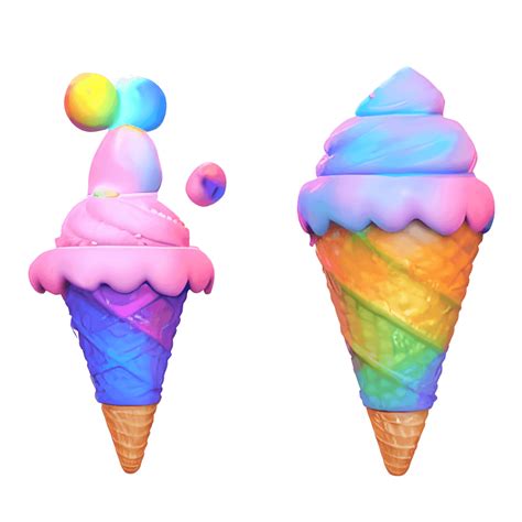 Realistic Rainbow Ice Cream Cones · Creative Fabrica