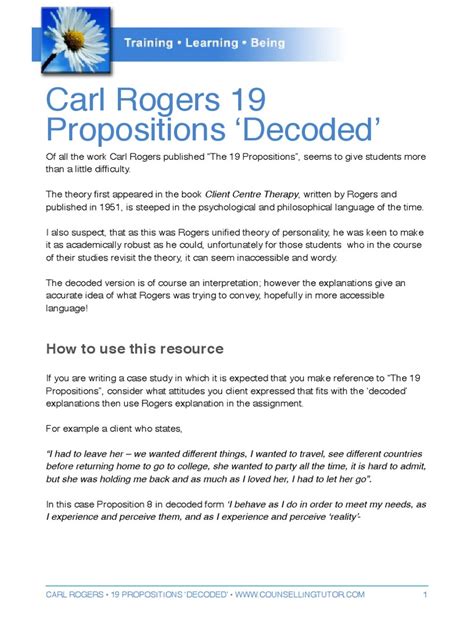 Carl Rogers 19 Propositions Decoded PDF | PDF | Proposition | Theory