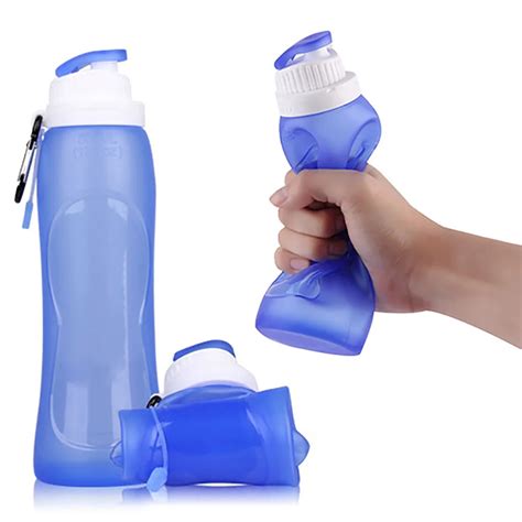 WTCABROE 500ML Creative Outdoor Foldable Silicone Water Bottle Camping Travel Bicycle Sports ...