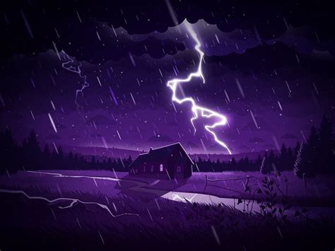 Thunderstorm | Thunderstorms, Landscape illustration, Summer art