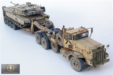 Desert Storm tank transporter M911 C-HET, M747 trailer (Minimanfactory resin), and old Dragon ...