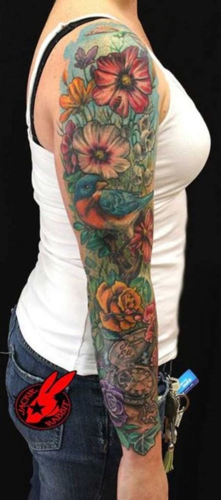 30 Fabulous Floral Sleeve Tattoos for Women - TattooBlend