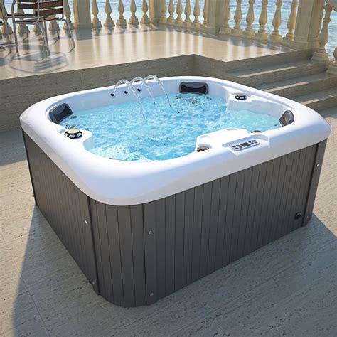 Outdoor Whirlpool for 4 persons Spa black with 20 Massage jets ...