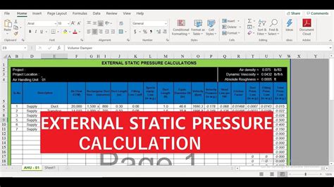 Static Pressure Calculation