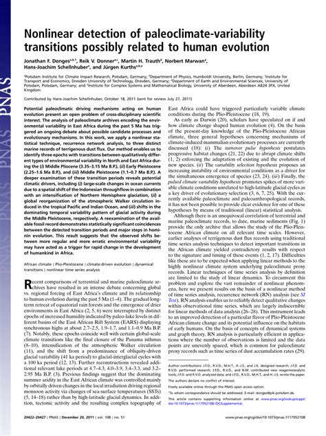 (PDF) Nonlinear detection of paleoclimate-variability transitions possibly related to human ...