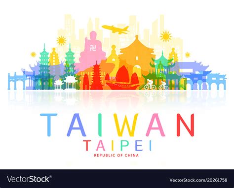 Taiwan travel landmarks Royalty Free Vector Image