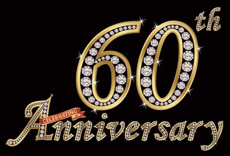 Laeacco 5x3ft 60th Anniversary Celebrating Poster Backdrop Vinyl Gloden Diamond Number 60 Black ...