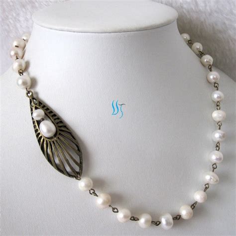 Pearl Necklace 18 inch 8-9mm White Freshwater by PearlsStory