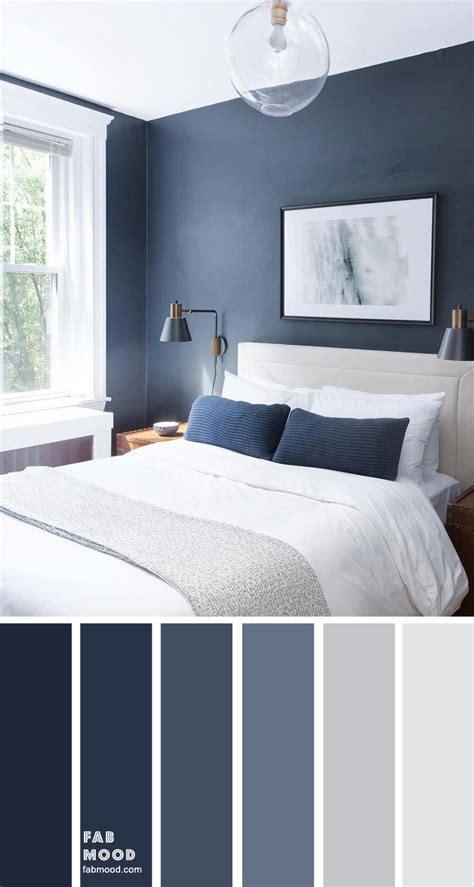 Dark Blue And Light Grey Bedroom Color Scheme