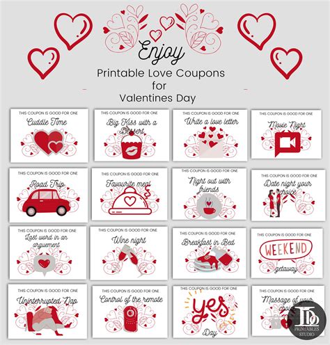 Printable Love Coupons for Him and Her Valentines Day Gift - Etsy UK | Love coupons for him ...