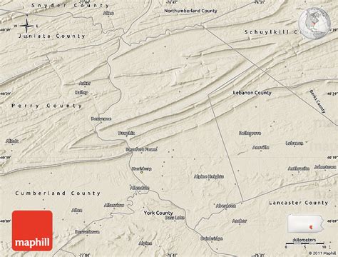 Shaded Relief Map of Dauphin County