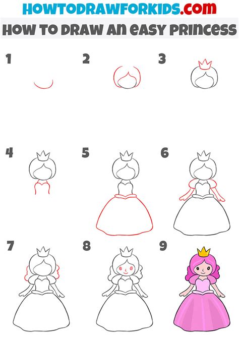 How to Draw an Easy Princess - Easy Drawing Tutorial For Kids