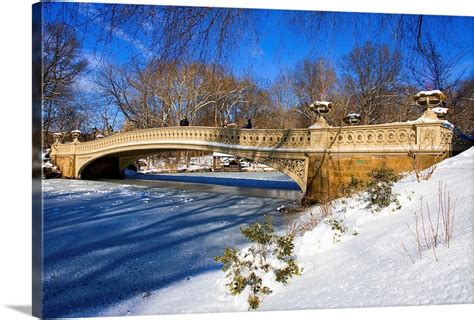 New York, New York City, Winter in Central Park, Bow Bridge Wall Art ...