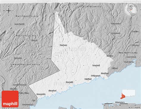 Gray 3D Map of Fairfield County